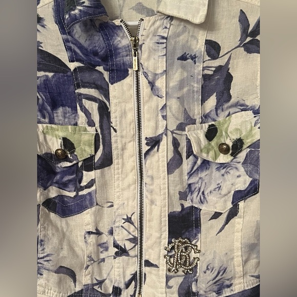 ROBERTO CAVALLI 🇮🇹 rare Vintage Floral zippered collored Brooch Jacket/Top - Picture 4 of 11